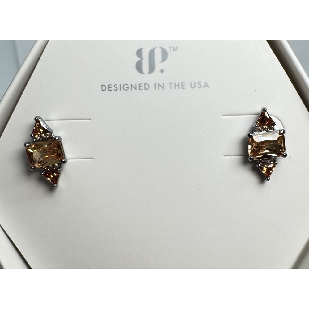 Bomb Party Hello Lover Studs RBP8519 Dark Smokey Topaz CZ Hematite Earrings